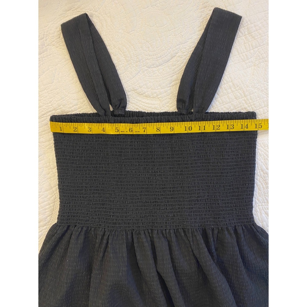 Madewell Texture & Thread Smocked Peplum Tank Top Black Large Sleeveless Crepe - Picture 2 of 7